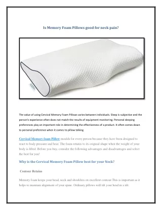 is memory foam pillows good for neck pain