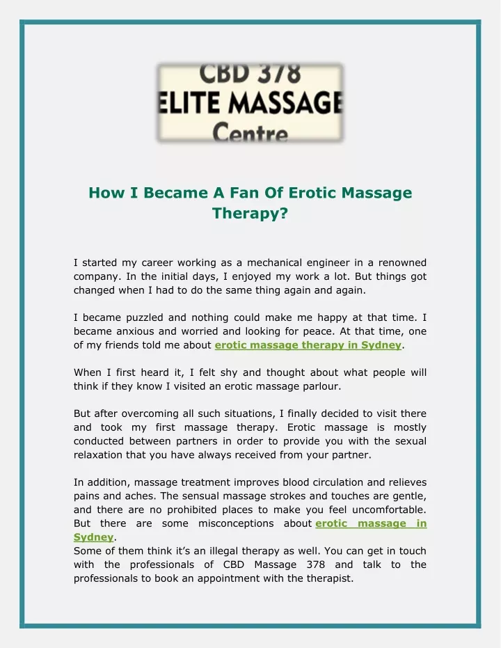 how i became a fan of erotic massage therapy