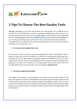 3 Tips To Choose The Best Garden Tools