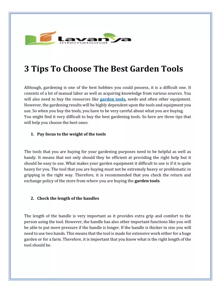 3 tips to choose the best garden tools although