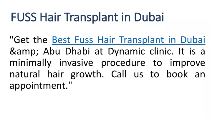 fuss hair transplant in dubai