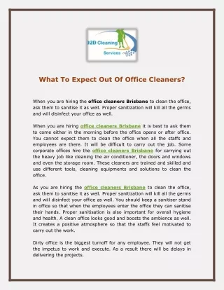 What To Expect Out Of Office Cleaners