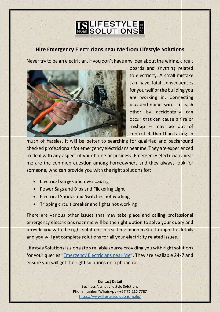 hire emergency electricians near me from