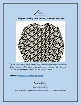 Designer clothing store online | stephenarthur.net