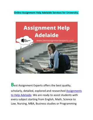 Online Assignment Help Adelaide Services for University.