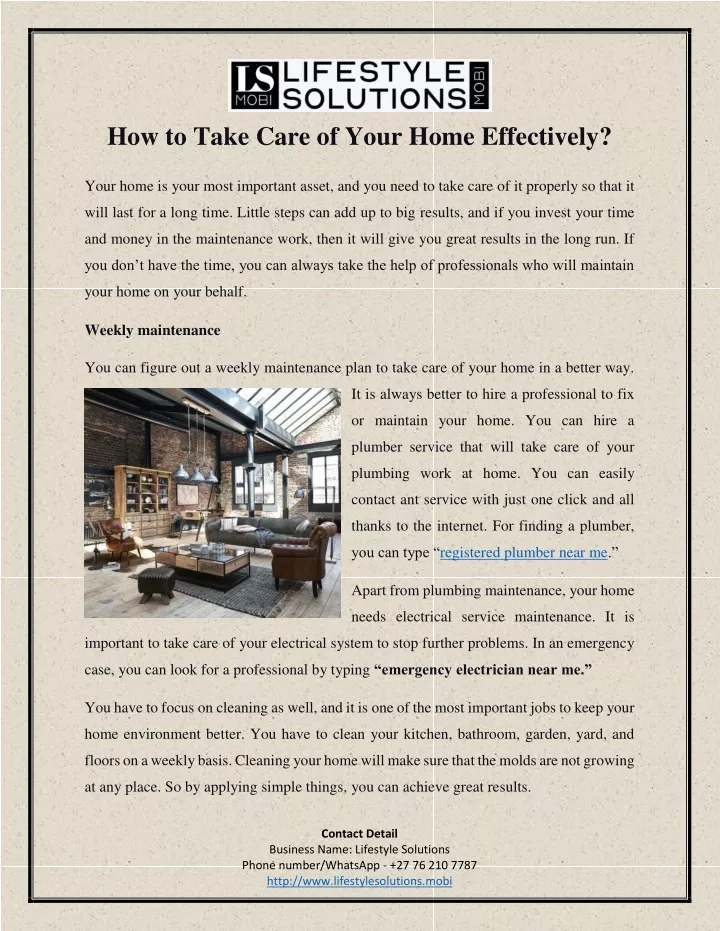 how to take care of your home effectively