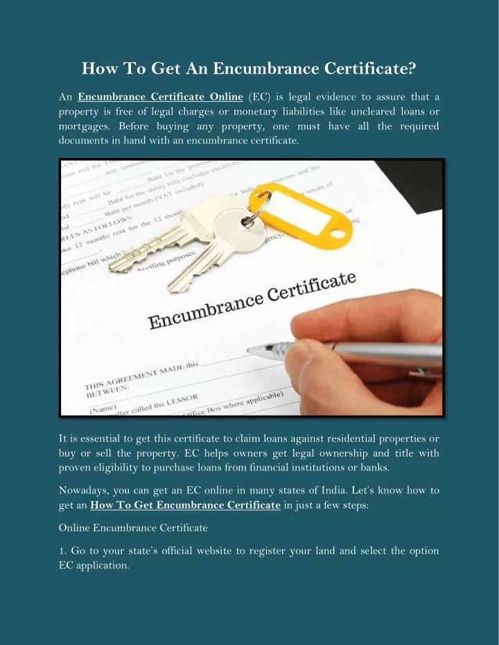 how to get an encumbrance certificate