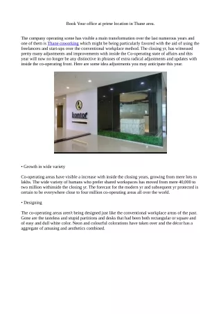 book your office at prime location in thane area