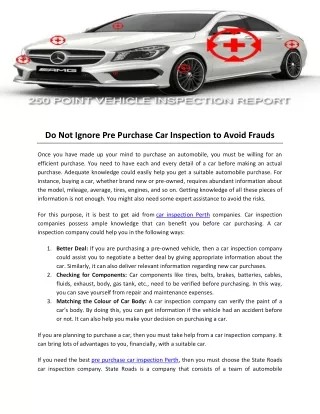 Do Not Ignore Pre Purchase Car Inspection to Avoid Frauds
