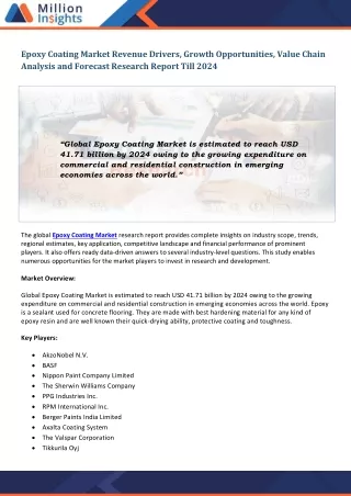 epoxy coating market revenue drivers growth