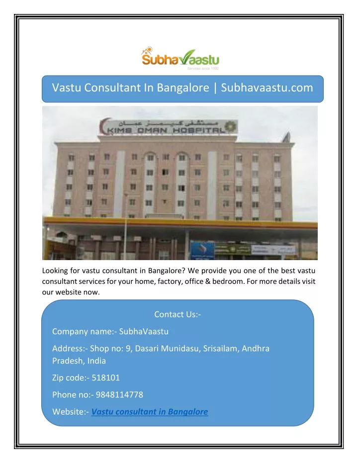 vastu consultant in bangalore subhavaastu com