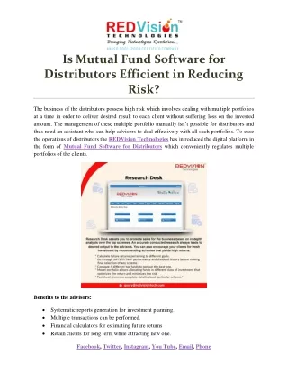 is mutual fund software for distributors