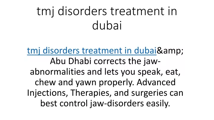 tmj disorders treatment in dubai