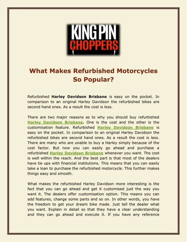 What Makes Refurbished Motorcycles So Popular