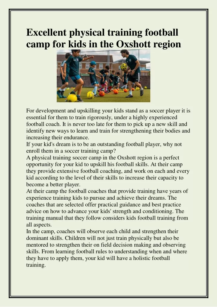 excellent physical training football camp