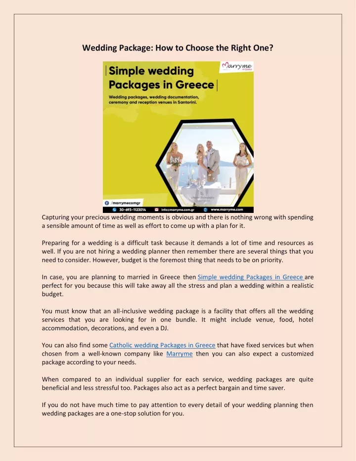 wedding package how to choose the right one