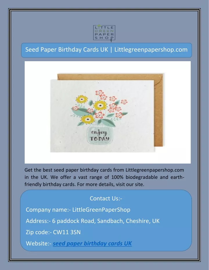 seed paper birthday cards uk littlegreenpapershop