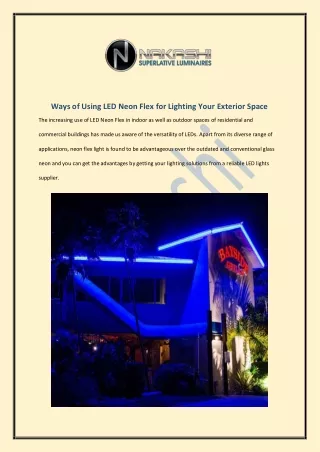 Ways of Using LED Neon Flex for Lighting Your Exterior Space