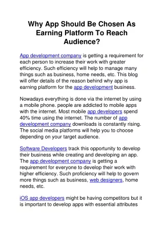 why app should be chosen as earning platform