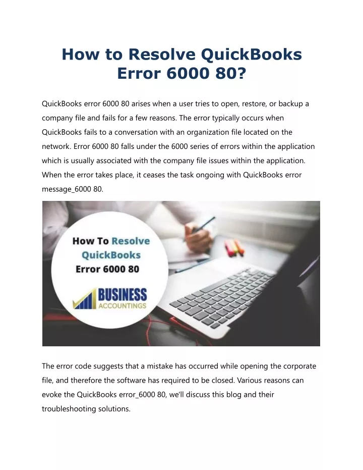 how to resolve quickbooks error 6000 80