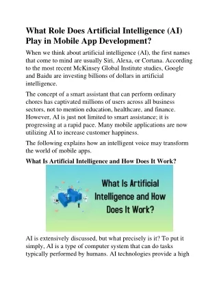 What Role Does Artificial Intelligence (AI) Play in Mobile App Development
