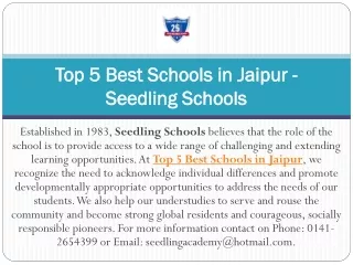 Top 5 Best Schools in Jaipur - Seedling Schools