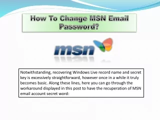 Change MSN Password / Delete MSN Email Account