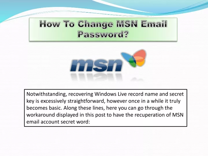 how to change msn email password