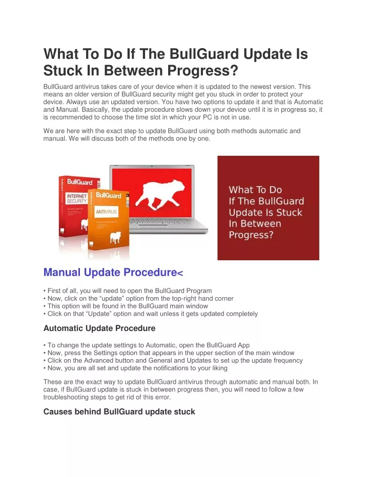 what to do if the bullguard update is stuck