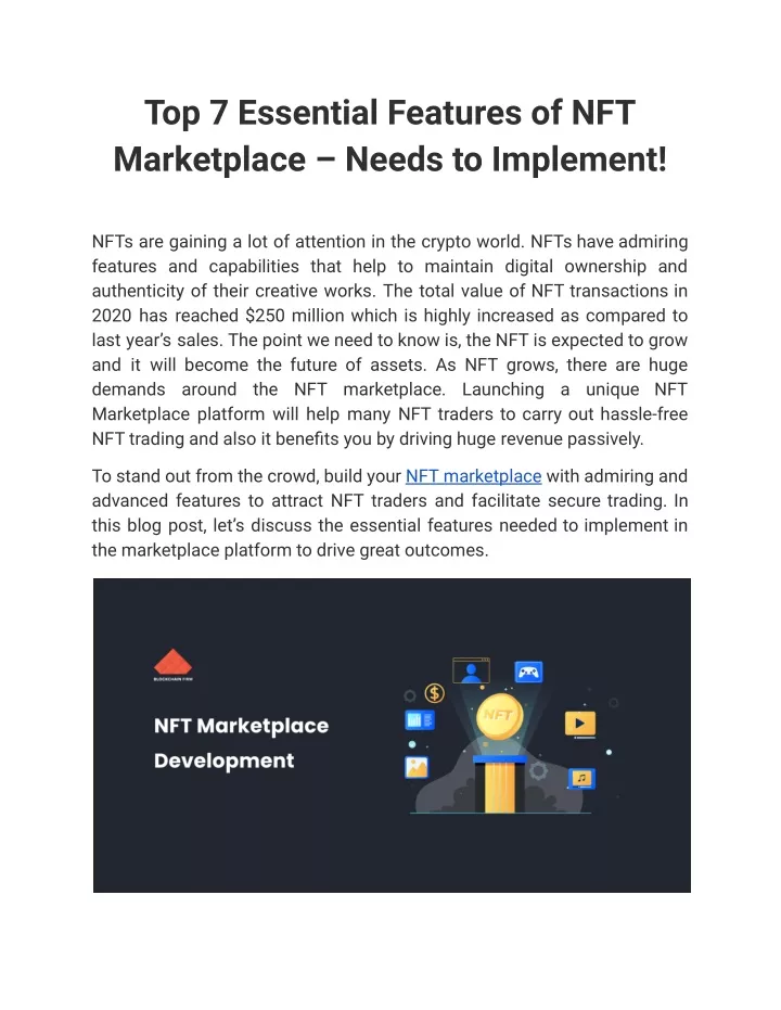 top 7 essential features of nft marketplace needs