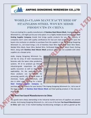 World-Class Manufacturer of Stainless Steel Woven Mesh Products in China