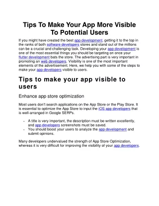 tips to make your app more visible to potential