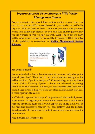 Improve Security From Strangers With Visitor Management System