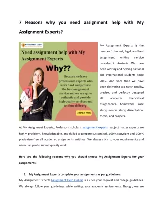 7 Reasons why you need assignment help with My Assignment Experts