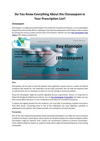do you know everything about the clonazepam