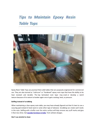 Tips to Maintain Epoxy Resin Table Tops