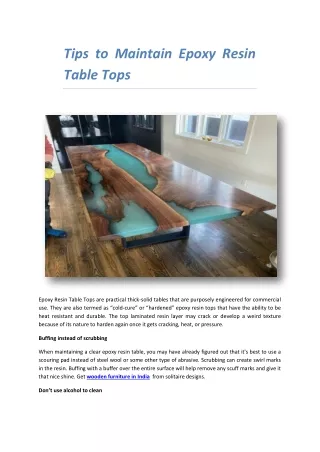 Tips for Maintain The Resin Table