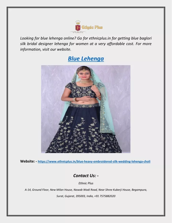 looking for blue lehenga online go for ethnicplus