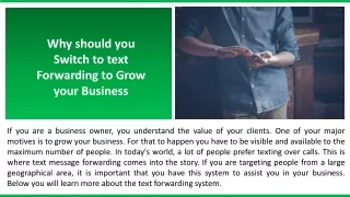 why should you switch to text forwarding to grow