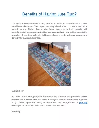 benefits of having jute rug