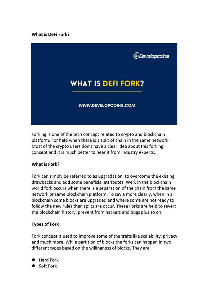 what is defi fork