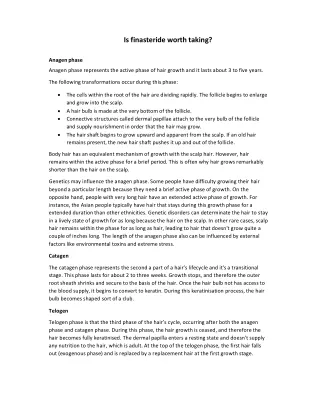 is finasteride worth taking