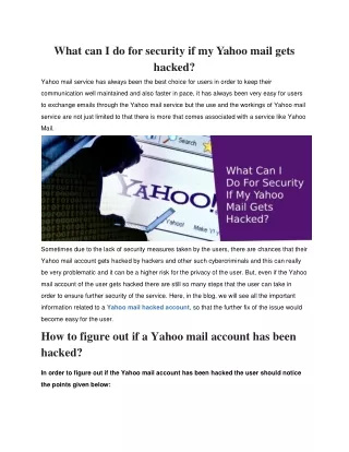 What can I do for security if my Yahoo mail gets hacked?