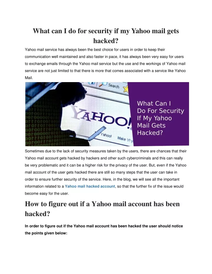what can i do for security if my yahoo mail gets