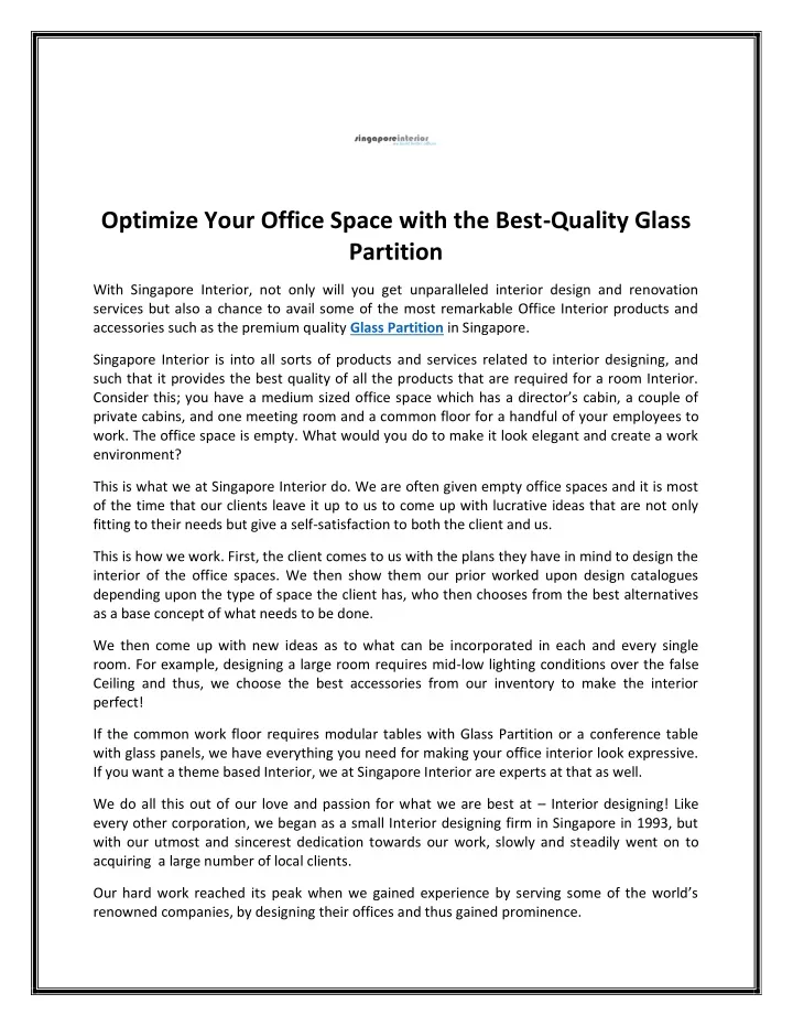 optimize your office space with the best quality