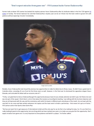 don t expect miracles from game one vvs laxman
