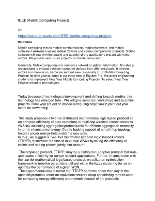 ieee mobile computing projects