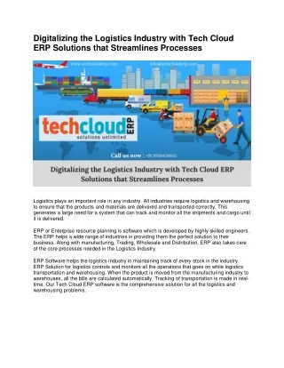 Digitalizing the Logistics Industry with Tech Cloud ERP Solutions that Streamlines Processes