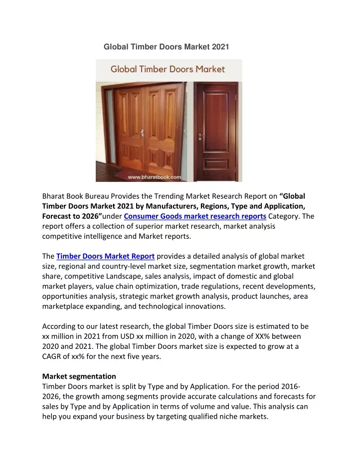 global timber doors market 2021