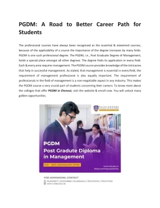 PGDM A Road to Better Career Path for Students